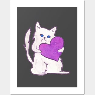 White cute cat (shiroo) pet Posters and Art